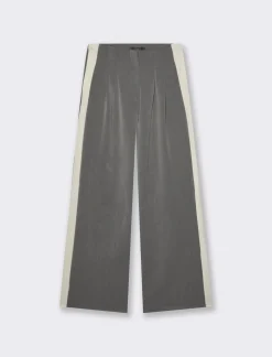 Piazza Italia Pantalone vita alta con banda laterale - Grigio Online