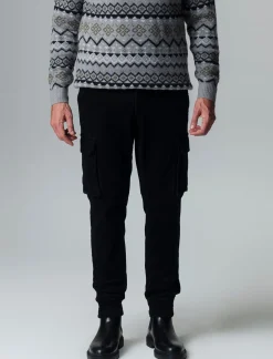 Piazza Italia Pantaloni cargo in velluto a coste tapered fit con tasche a toppa posteriori - Nero Discount