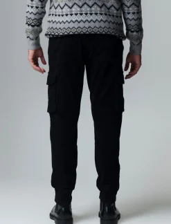 Piazza Italia Pantaloni cargo in velluto a coste tapered fit con tasche a toppa posteriori - Nero Discount