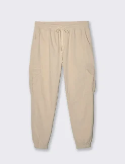 Piazza Italia PANTALONI CARGO JOGGER IN VELLUTO - Beige Clearance