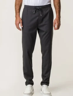 Piazza Italia Pantaloni chino con vita elasticizzata regolabile con laccio e dettaglio di tasche a filetto posteri - Antracite melange Grigio New