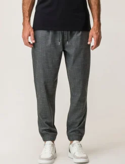 Piazza Italia Pantaloni chino con vita elasticizzata regolabile con laccio e dettaglio di tasche a filetto posteri - Antracite melange Grigio Flash Sale