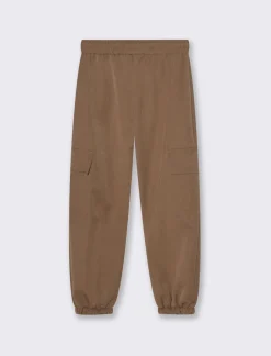 Piazza Italia Pantaloni con tasche laterali e vita elasticizzata, con fiocco decorativo - Cammello Beige Online