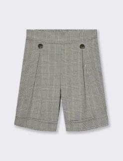 Piazza Italia Pantaloni da bambina a fantasia pied de poule con bottoni decorativi - Fantasia Multicolore Flash Sale