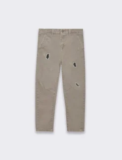 Piazza Italia Pantaloni da bambino vestibilità regolare tinta a freddo con abrasioni sul davanti - Grigio Clearance