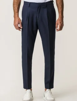 Piazza Italia Pantaloni formal fit con tasche a filetto posteriori e chiusura anteriore con cerniera e bottone - Blu Cheap