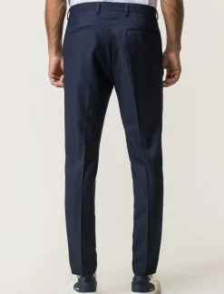 Piazza Italia Pantaloni formal fit con tasche a filetto posteriori e chiusura anteriore con cerniera e bottone - Blu Cheap