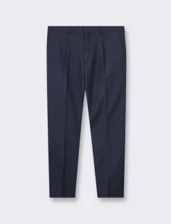 Piazza Italia Pantaloni formal fit con tasche a filetto posteriori e chiusura anteriore con cerniera e bottone - Blu Cheap