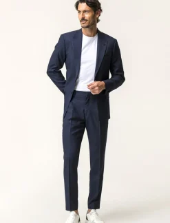 Piazza Italia Pantaloni formal fit con tasche a filetto posteriori e chiusura anteriore con cerniera e bottone - Blu Cheap