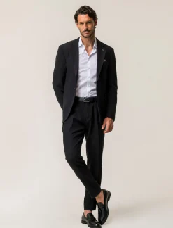 Piazza Italia Pantaloni formal fit in tessuto operato - Nero Online
