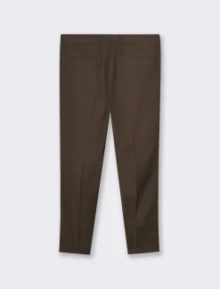Piazza Italia Pantaloni formal fit in tessuto diagonale - Moro Marrone Discount