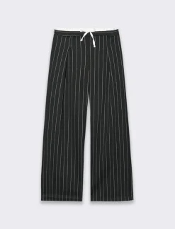 Piazza Italia Pantaloni gamba larga gessati con bustino - Righe Online