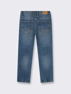 Piazza Italia Pantaloni in denim regular fit, elastico regolabile in vita, con rotture frontali - Denim Blu Store