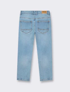 Piazza Italia Pantaloni in denim regular fit, elastico regolabile in vita, con rotture frontali - Denim chiaro Blu Cheap