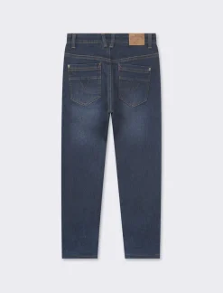 Piazza Italia Pantaloni in denim slim fit, elastico regolabile in vita con dettaglio taschino a contrasto - DENIM SCURO Blu Outlet