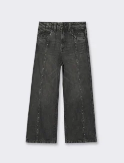 Piazza Italia PANTALONI IN DENIM WIDE LEG - Nero Hot