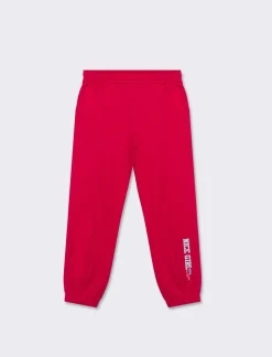 Piazza Italia Pantaloni in felpa di cotone con elastico in vita e al fondo e tagli frontali - Fuxia Shop