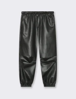 Piazza Italia Pantaloni in finta pelle con coulisse in vita - Nero Fashion