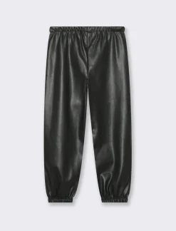 Piazza Italia Pantaloni in finta pelle con coulisse in vita - Nero Fashion