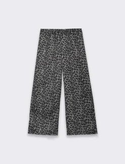 Piazza Italia Pantaloni in scuba stampato a fantasia leopardata con gamba ampia - Fantasia Multicolore Outlet