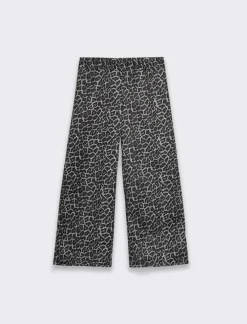 Piazza Italia Pantaloni in scuba stampato a fantasia leopardata con gamba ampia - Fantasia Multicolore Outlet