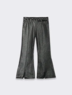 Piazza Italia Pantaloni in tessuto elastico laminato, modello a zampa - Nero Shop