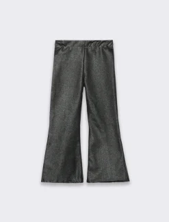 Piazza Italia Pantaloni in tessuto elastico laminato, modello a zampa - Nero Shop
