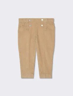 Piazza Italia Pantaloni in velluto a coste con rouches - Beige Flash Sale