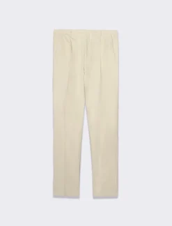 Piazza Italia Pantaloni in velluto formal fit con tasche a filetto posteriori - Beige ecru Online