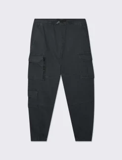 Piazza Italia Pantaloni jogger cargo fit in Garment Dyed - Nero Outlet