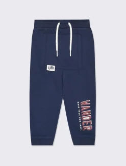 Piazza Italia Pantaloni jogger in felpa garzata con stampa a fondo gamba - Blu Cheap