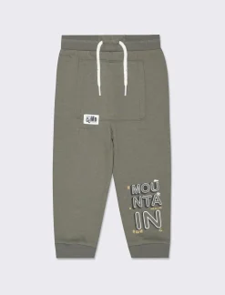 Piazza Italia Pantaloni jogger in felpa garzata con stampa a fondo gamba - militare Verde Sale