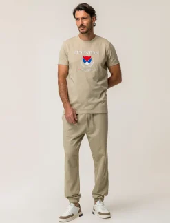 Piazza Italia Pantaloni jogger in felpa con vita elasticizzata regolabile con laccio e tasca applicata posteriore - stone Grigio Sale