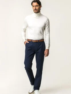 Piazza Italia Pantaloni regular fit, modello chino. Tessuto twill 100% cotone e chiusura anteriore con cerniera e - Blu Discount