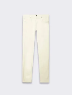 Piazza Italia Pantaloni slim fit, cinque tasche in tessuto cotone stretch effetto slavato. Chiusura anteriore con - Bianco Sale