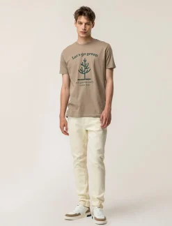 Piazza Italia Pantaloni slim fit, cinque tasche in tessuto cotone stretch effetto slavato. Chiusura anteriore con - Bianco Sale