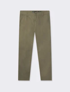 Piazza Italia Pantaloni slim fit, modello chino in tessuto twill cotone elasticizzato, effetto leggermente slavato - militare Verde Online