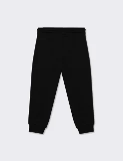 Piazza Italia Pantaloni sportivi con coulisse e applicazione etichetta con tasche e tagli - Nero Clearance