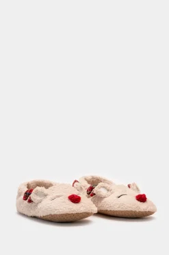 Piazza Italia Pantofola a calzino a forma di renna in tessuto e suola antiscivolo - Beige Hot