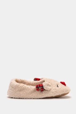 Piazza Italia Pantofola a calzino a forma di renna in tessuto e suola antiscivolo - Beige Hot