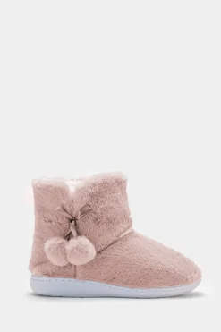 Piazza Italia Pantofola a stivaletto in tessuto furry con pon-pon - Rosa Best