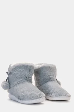 Piazza Italia Pantofola a stivaletto in tessuto furry con pon-pon - Grigio Outlet