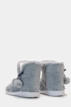 Piazza Italia Pantofola a stivaletto in tessuto furry con pon-pon - Grigio Outlet