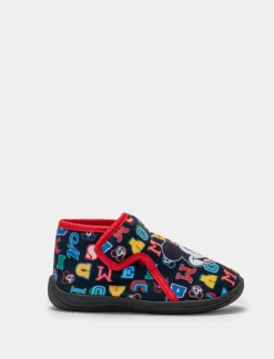 Piazza Italia Pantofola con strappo in tessuto con stampa Mickey Mouse - Blu Cheap