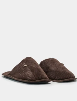 Piazza Italia Pantofola in tessuto a coste, in due varianti colore - Marrone New