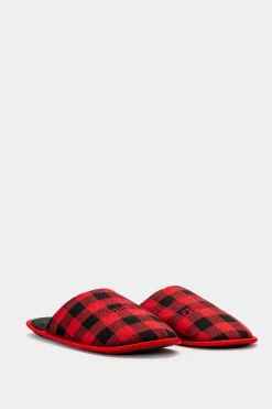 Piazza Italia Pantofola in tessuto con stampa tartan e scritta natalizia - Rosso New