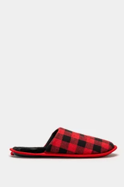 Piazza Italia Pantofola in tessuto con stampa tartan e scritta natalizia - Rosso New