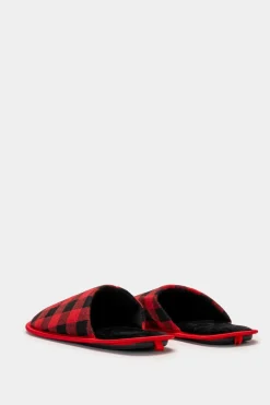 Piazza Italia Pantofola in tessuto con stampa tartan e scritta natalizia - Rosso New