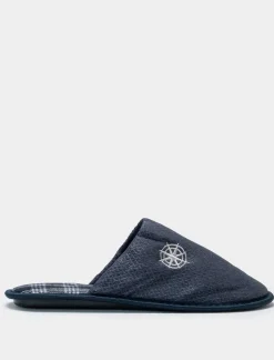 Piazza Italia Pantofola in tessuto con ricamo stella dei venti - Blu Fashion