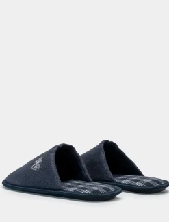 Piazza Italia Pantofola in tessuto con ricamo stella dei venti - Blu Fashion